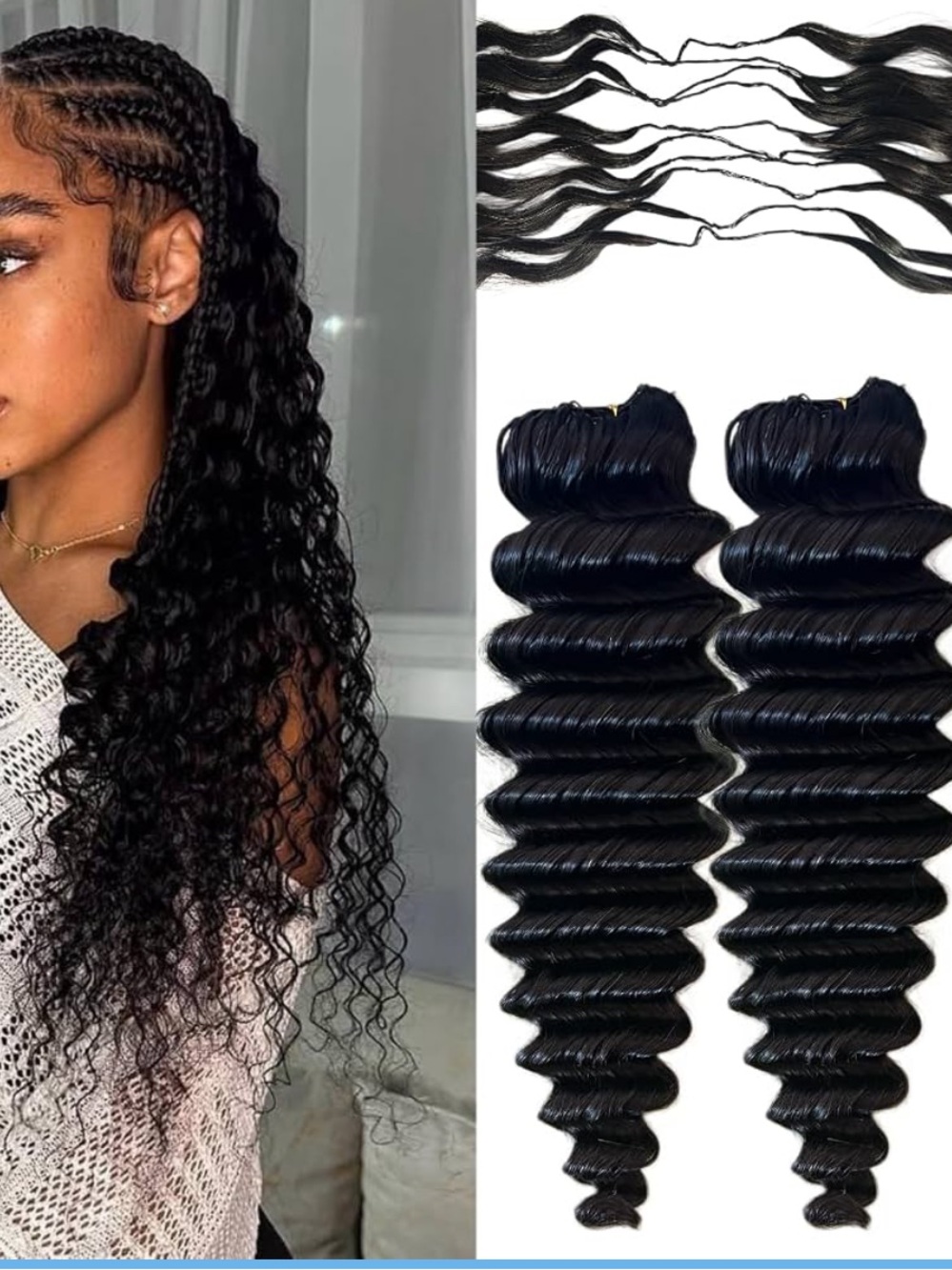 Deep Wave Knotless Pre-Separated Crochet Hair feather crochet 101% human hair Bu